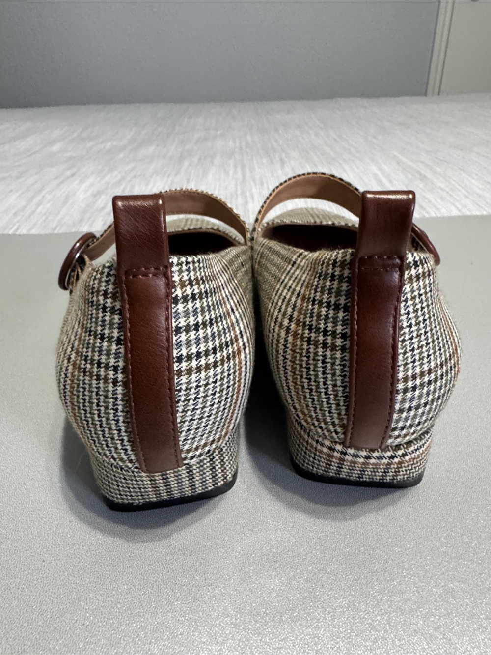 LifeStride Mary Jane Flats Plaid Houndstooth Checked Buckle Shoes Size 8.5 Wide - Picture 5 of 8